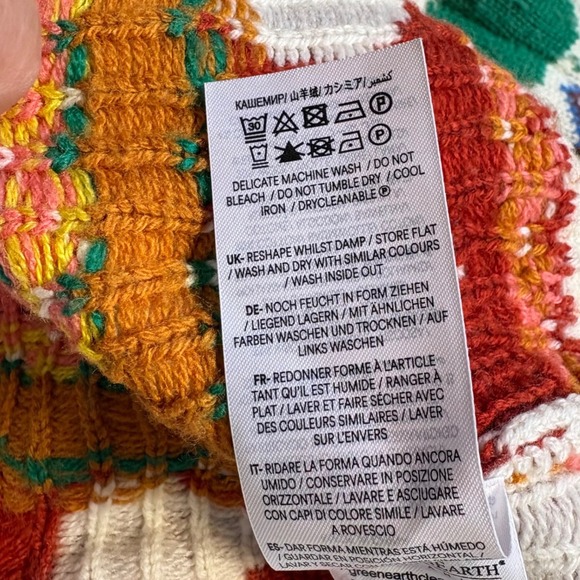 Boden Rainbow Apple Fair Isle Cardigan Sweater XS White K0851 Cotton/Wool Blend - Picture 8 of 10